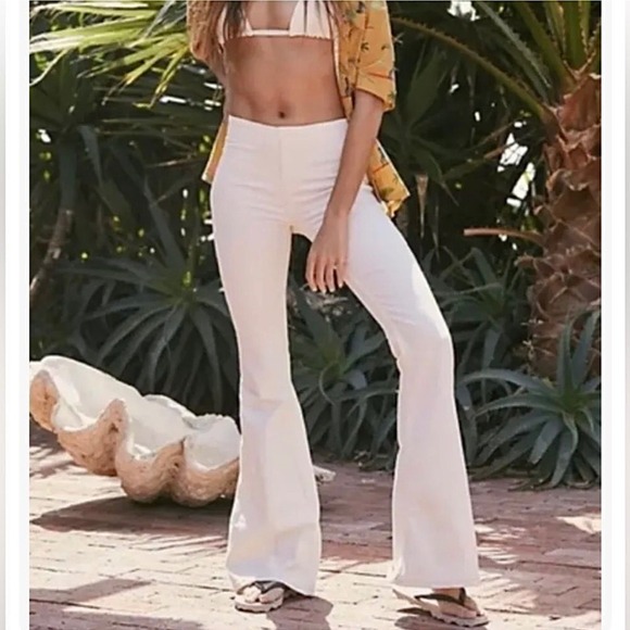 Free People Pants - Free People Ivory Penny Pull On Flare Pants We The Free White Women's 27